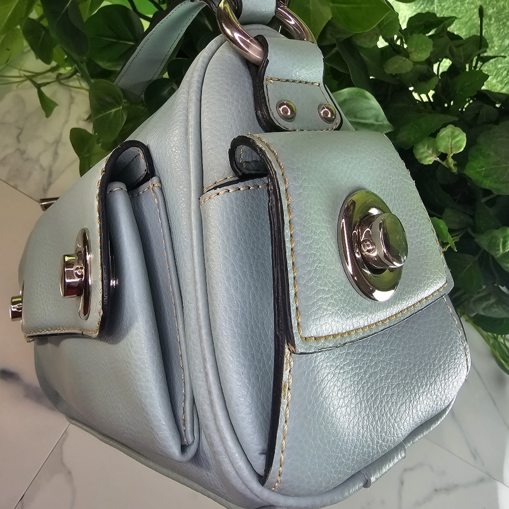 Blue Pebbled Purse Shoulder Bag Handbag - Picture 7 of 10